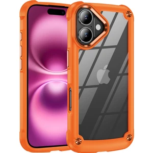 iPhone 16 Plus Için Şeffaf Sert Pc Tpu Tampon Telefon Kılıfı - Turuncu (Yurt Dışından)