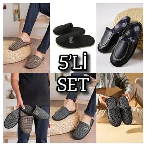 5'li Önü Kapalı Terlik Peluş Yıkanabilir Kışlık Ev Terliği Misafir Çeyiz Bohça Terliği