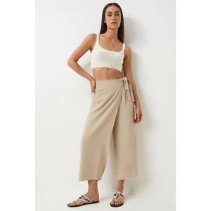 Etek Görünümlü Ayrobin Şalvar Pantolon Krem