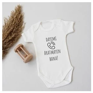 Unisex Bebek Dayımı Aratmayın Kişiye Özel Baskılı Organik Kısa Kol Badi