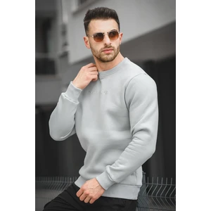 Trc 2737 Üç İplik Şardonlu Kabartma Baskılı Bisiklet Yaka Erkek Sweatshirt