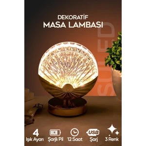 Kristal Efektli Usb Şarjlı Masa Lambası 4 Modlu 3000-7000k Işık Ayarlı Ambiyans Gece Lambası