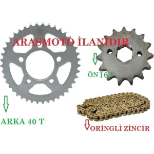 Super Moto Drift 125 L Performans Hız Zincir Dişli Seti Oringli Gold Zincir Arka 40 Dişli-Ön 16 Dişli_