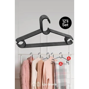 12 Adet Plastik Siyah Kıyafet Elbise Askısı Askılığı Gömlek Askısı Pantolon Askısı
