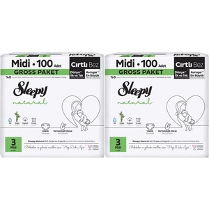 Bebek Bezi Natural Beden:3 4-9 kg Midi 200 Adet Gross 2 Paket x 100