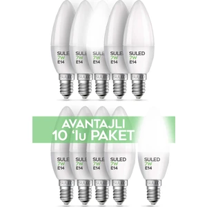 Grafen Beyaz Işıklı 10 Adet Mum Buji Ampul Avize Abajur Lambası Ince Duylu Lamba E14 Duy