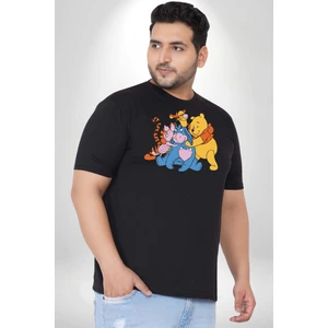 Winnie The Pooh Piglet Bal Küpü Siyah Büyük Beden Erkek Kadın Unisex Basic Ön Baskılı Tişört
