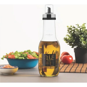 Melkan Home Premium Cam Yağdanlık, Cam Yağlık, Sıvı Yağ Şişesi, Zeytinyağı Şişesi Cam Yağdanlık 1000ML