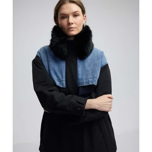 Denim Mix Teknik Kumaş Mont