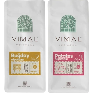 Vımal Doğal Buğday Nişastası 500 gr ve Doğal Patates Nişastası 500 gr 2li Set Kilitli Ambalaj