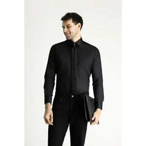 Uzun Kol Slim Fit Dar Kesim Pamuklu Non Iron Saten Klasik Gömlek