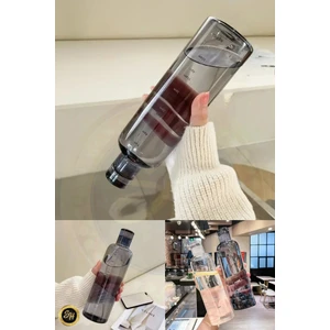 Snow Homs Sağlıklı Cam Su Şişesi 500ML Motivasyonlu Sızdırmaz Matara Suluk Borosilikat Cam Karartmalı