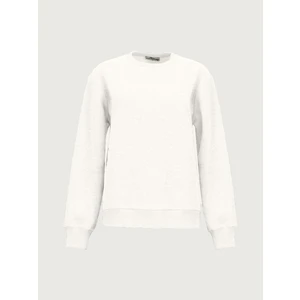 Kadın  Sıgn Baskılı Sıfır Yaka Uzun Kollu Basıc Krem Sweatshırt