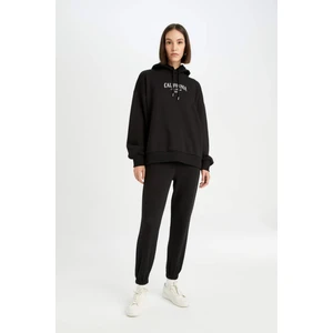 Oversize Geniş Kalıp Kapüşonlu Baskılı Kalın Sweatshirt D5293AX24AU