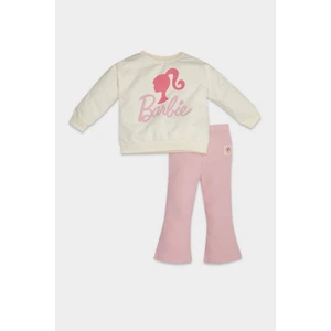 Kız Bebek 2'li Takım Barbie Bisiklet Yaka Sweatshirt Üst Beli Lastikli İspanyol Paça Tayt Alt D8293A524AU