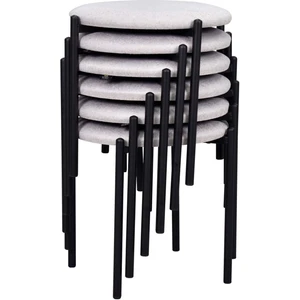 Nil Siyah Metal Ayak Istiflenebilir Mutfak-Balkon Taburesi (6 Adet)