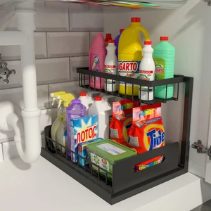 Lavabo Altı Düzenleyici Çekmeceli Dolap Düzenleyici 2 Katlı Sürgülü Lavabo Rafı (Yurt Dışından)