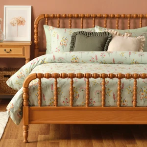 Bella Maison Pamuk Saten Flores King Size Nevresim Seti Açık Yeşil (240X220 Cm)