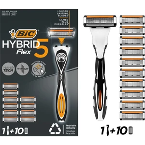Flex 5 Hybrid Tıraş Bıçağı Seti 1 Gövde + 10 Yedek Başlık - 5 Bıçaklı Erkek Tıraş Bıçağı