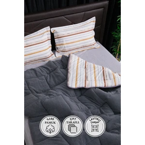 Oso Blanco Sherpa Çift Kişilik Comforter Uyku Seti -  Antrasit