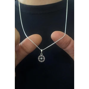 Erer Gümüş Gümüş 60 cm Küçük Boy Pusula Erkek Kolyesi UC5E23E6