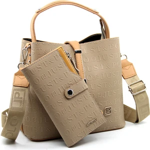 Just Polo  Kilit Detaylı Kadın Kartlık ve Omuz Çanta Kombini PBU4002-1001