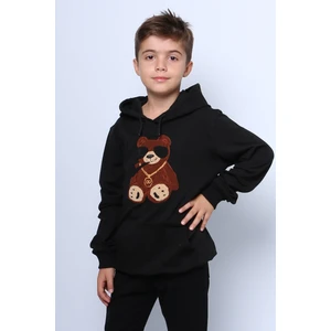 Erkek Çocuk Kapşonlu Sweat Ayıcık Baskılı Cepli C29