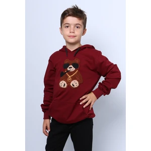 Erkek Çocuk Kapşonlu Sweat Ayıcık Baskılı Cepli C29