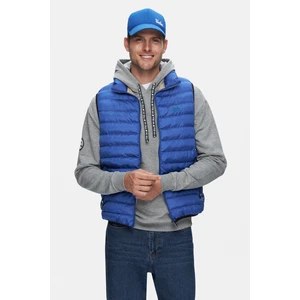 Blume Mavi Fermuarlı ve Cepli Polyester Standard Fit Erkek Yelek