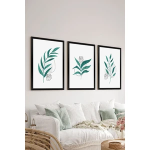 3 Parça Siyah Çerçeve Görünümlü Mdf Tablo Seti - Set 30