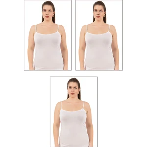 Özkan Underwear Özkan 25923 3'lü Paket Kadın Viskon Ip Askılı Biyeli Yumuşak Ince Askılı Büyük Geniş Beden Atlet