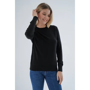 Trist Star Kadın Siyah %100 Pamuk Bisiklet Yaka Triko Kazak Bluz TRIST-6101