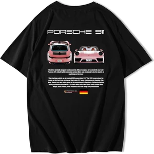 BRZ Collection Unisex Oversize Porsche 911 T-Shirt Siyah