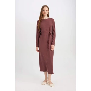 Regular Fit Bürümcük Uzun Kollu Midi Elbise D5024AX24AU