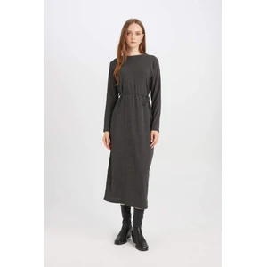 Regular Fit Bürümcük Uzun Kollu Midi Elbise D5024AX24AU