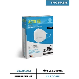 Acto® 95 Ffp2 / N95 Respiratory Mask | 5 Katlı Solunum Maskesi 10 Adet