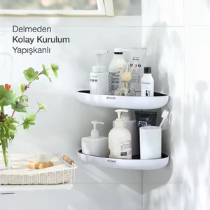 Ecoco Yapışkanlı İkili (2 Adet) Köşe Banyo ve Mutfak Düzenleyici