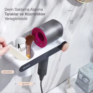 Duvara Yapışkanlı Saç Kurutma Makinesi Tutacağı  Banyo Düzenleyici