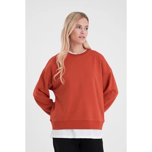 Kadın Rhona Kırmızı Bisiklet Yaka Regular Fit 3 Iplik Sweatshirt