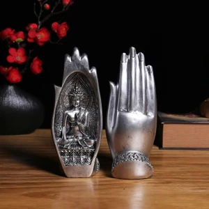 Dekoratif Ikili El Buda Heykeli Tathagata Yoga ve Meditasyon Için Mandala El Heykelleri Feng Shui Ev Dekorasyonu Aksesuarları