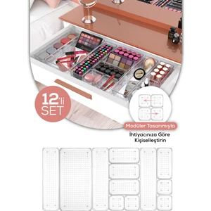 12LI Dolap Içi - Çekmece Içi Takı Makyaj Düzenleyici Organizer