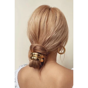 Pinterest Trend Metal Yarım Ay Çift Sıra Gold Renk Lastik Toka