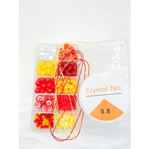 Ebruli Boncuk Sarı Kırmızı Taraftar Seti Kutu Boncuk Aksesuar Takı Kolye Bileklik (10 Bölmeli)