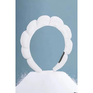 Beyaz Renk Havlu Kumaş Burgulu Bombeli Spa ve Makyaj Kadın Taç