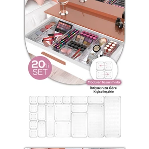 20LI Çekmece Içi-Banyo Içi Masaüstü Kozmetik Aksesuar Düzenleyici Organizer