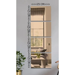 Turuncu House Bronz Kare Boy Aynası 4 Parça 25X25 cm