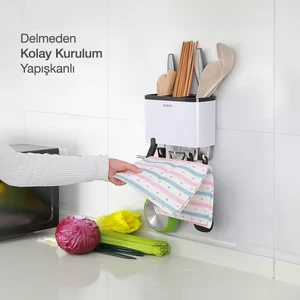 ecoco Duvara Yapışkanlı Çatal Kaşık Bıçak Mutfak Düzenleyici