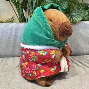 Kırmızı Pamuklu Ceket Kapibara Peluş Oyuncak Çocuk Hediye (Yurt Dışından)