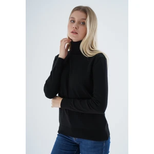 Trist Star Kadın Siyah %100 Organik Pamuk Balıkçı Yaka Triko Kazak TRIST-6103