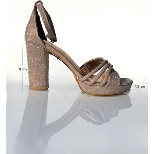 Kalın Topuklu Simli Platform Ayakkabı